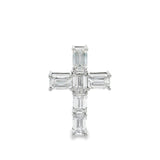 Mặt Dây Chuyền Chữ Thập Kim Cương Nuôi Cấy trong Phòng Thí Nghiệm, Bạch Kim, Tổng 2,94 carat, Cắt Emerald