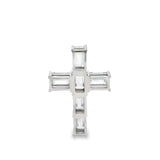 Mặt Dây Chuyền Chữ Thập Kim Cương Nuôi Cấy trong Phòng Thí Nghiệm, Bạch Kim, Tổng 2,94 carat, Cắt Emerald