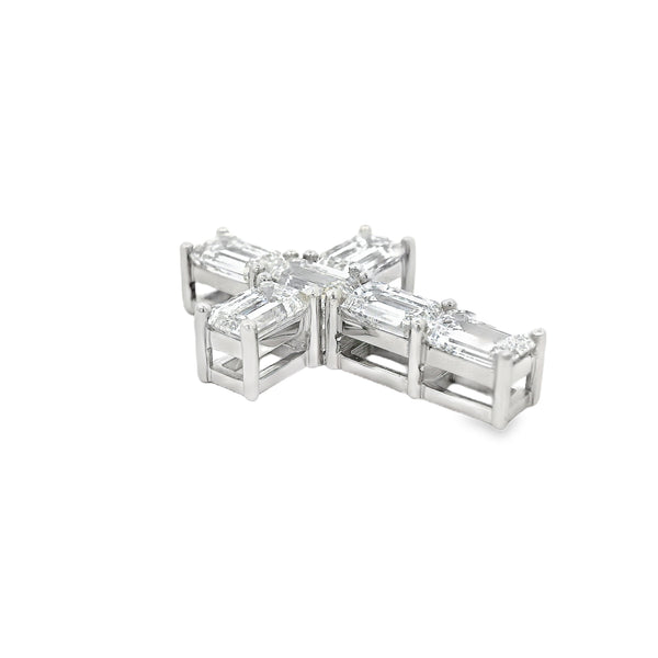 Lab-Grown Diamond Cross Pendant in Platinum, 2.94 ctw Emerald Cut