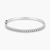 Lab-Grown Diamond Bangle Bracelet in 18K White Gold | 2.8mm Round Diamonds | Size 16