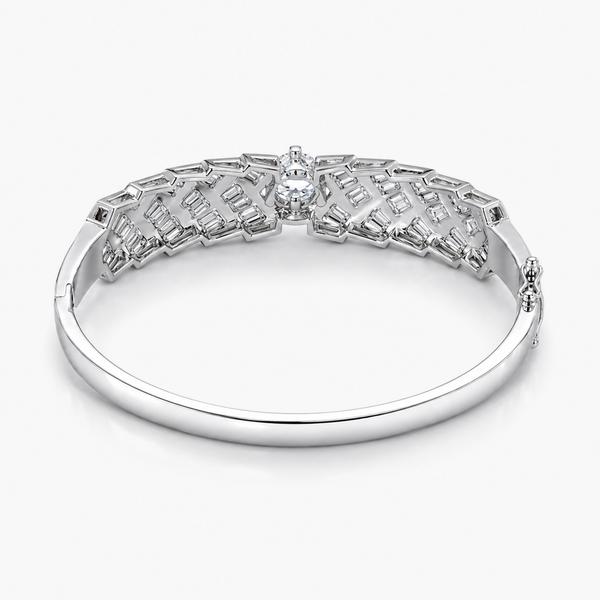 18K White Gold Lab-Grown Diamond Bangle Bracelet | 1.15 CT Center (D/VVS2 IGI) + 2.0 CTW