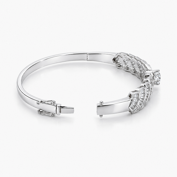 18K White Gold Lab-Grown Diamond Bangle Bracelet | 1.15 CT Center (D/VVS2 IGI) + 2.0 CTW