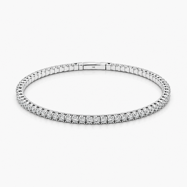 Lab-Grown Diamond Flex Bangle Bracelet, 2.92 CTW, F/VS+, 14K White Gold