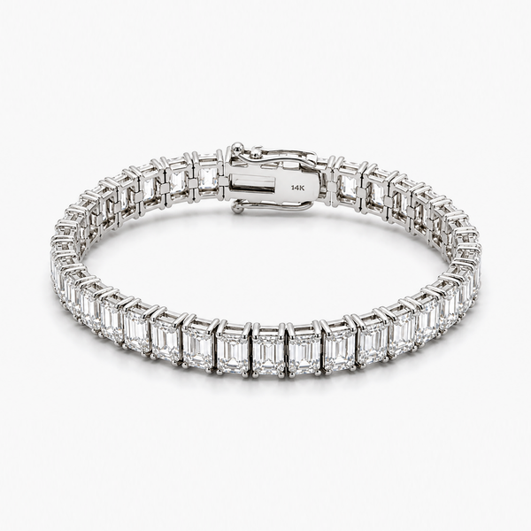 Emerald Cut Lab Grown Diamond Tennis Bracelet in 14K White Gold (27.97 ctw) 7