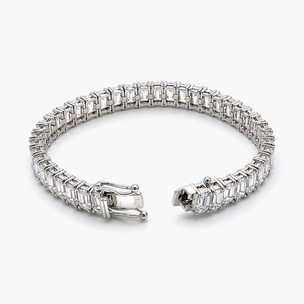 Emerald Cut Lab Grown Diamond Tennis Bracelet in 14K White Gold (27.97 ctw) 7