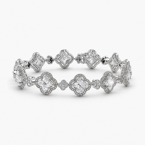 Lab Grown Diamond Clover Tennis Bracelet in 18K White Gold | 20.8 CTW