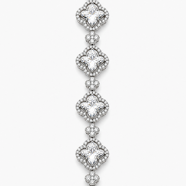 Lab Grown Diamond Clover Tennis Bracelet in 18K White Gold | 20.8 CTW