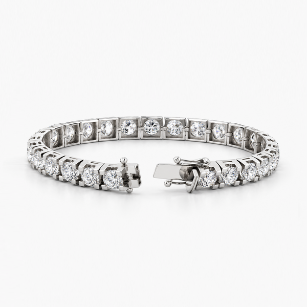 Vòng tay Tennis kim cương nuôi cấy bằng vàng trắng 14K | 16.2 carat F/VS1 | 7.5 inch