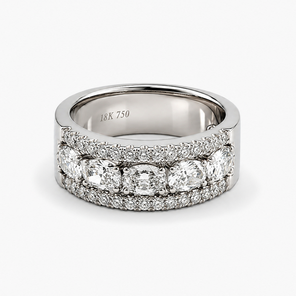 Five-Stone Oval Diamond Band 1.37 CTW H/VS2 in 18K White Gold