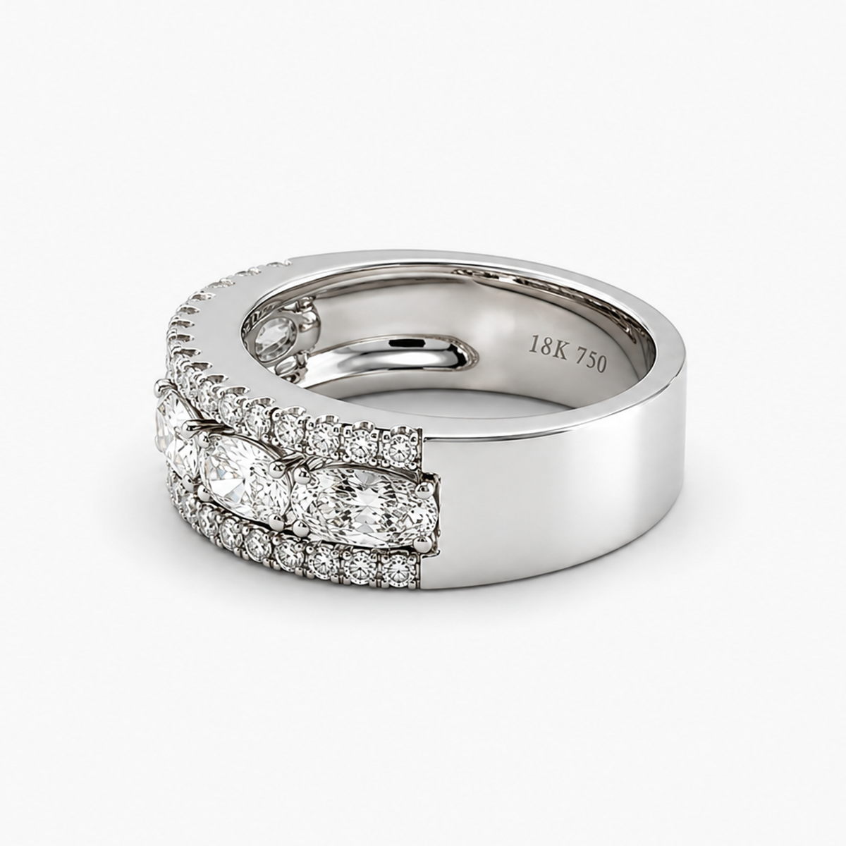 Five-Stone Oval Diamond Band 1.37 CTW H/VS2 in 18K White Gold
