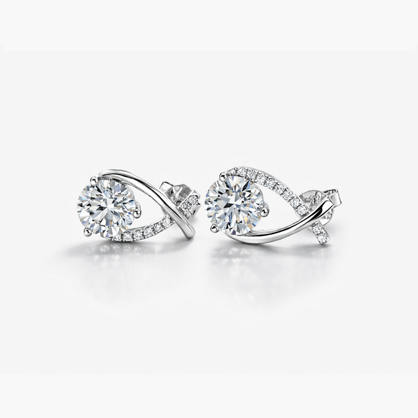 Lab Grown 2.20 CTW Diamond Teardrop Halo Stud Earrings in 18K White Gold | IGI Certified