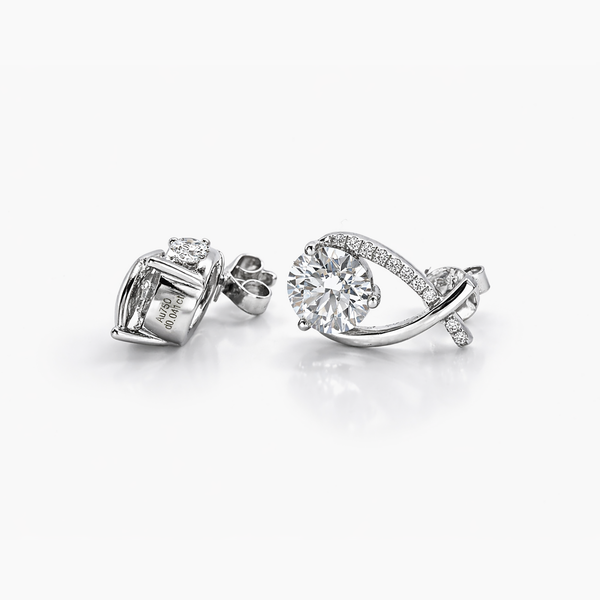 Lab Grown 2.20 CTW Diamond Teardrop Halo Stud Earrings in 18K White Gold | IGI Certified