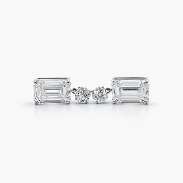 Exceptional Emerald Cut Lab-Grown Diamond Drop Earrings | 18.20 CTW | E / VVS2 | Platinum