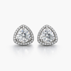 Triangle Halo Stud Earrings | 1.10 CTW D/VVS2 Lab-Grown Diamond | 18K White Gold