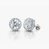 Lab-Grown Diamond Halo Stud Earrings | 3.62 CTW GIA F/VVS2 Center | Natural Diamond Halo | 18K White Gold