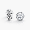 Lab-Grown Diamond Halo Stud Earrings | 3.62 CTW GIA F/VVS2 Center | Natural Diamond Halo | 18K White Gold