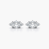 Bông tai đinh tán kim cương tổng hợp dạng Marquise 2,97 CTW | E/VVS2 IGI | Vàng trắng 18K