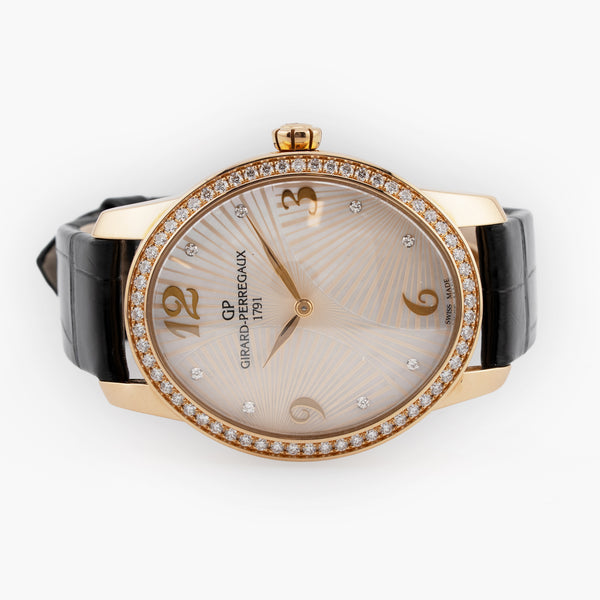 Girard-Perregaux Cat's Eye 18K Rose Gold Diamond Bezel Ladies Watch