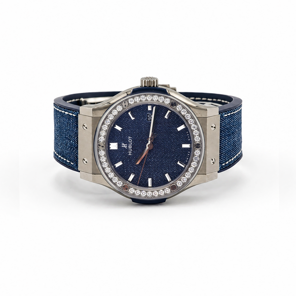 Hublot Classic Fusion Titanium Diamonds 42mm Blue Denim Dial & Strap