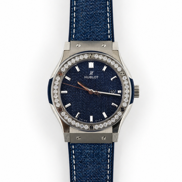 Hublot Classic Fusion Titanium Diamonds 42mm Blue Denim Dial & Strap