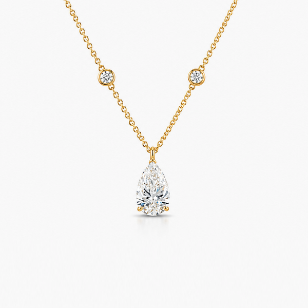 4.34 Ct Pear Shape Lab Grown Diamond Pendant Necklace | E/VS2 IGI | 18K Yellow Gold