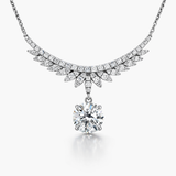 Dây chuyền kim cương nuôi cấy Angel Wing bằng vàng trắng 18K (2.21 ct + 0.878 ctw)