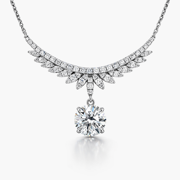 Angel Wing Lab-Grown Diamond Drop Necklace in 18K White Gold (2.21 ct + 0.878 ctw)