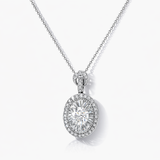 Mặt Dây Chuyền Kim Cương Nuôi Trồng Trong Phòng Thí Nghiệm Hình Tròn 1,37 CT, Viền Hai Lớp – Vàng Trắng 14K (Tổng 3,57 CTW, F/VVS2, GIA)