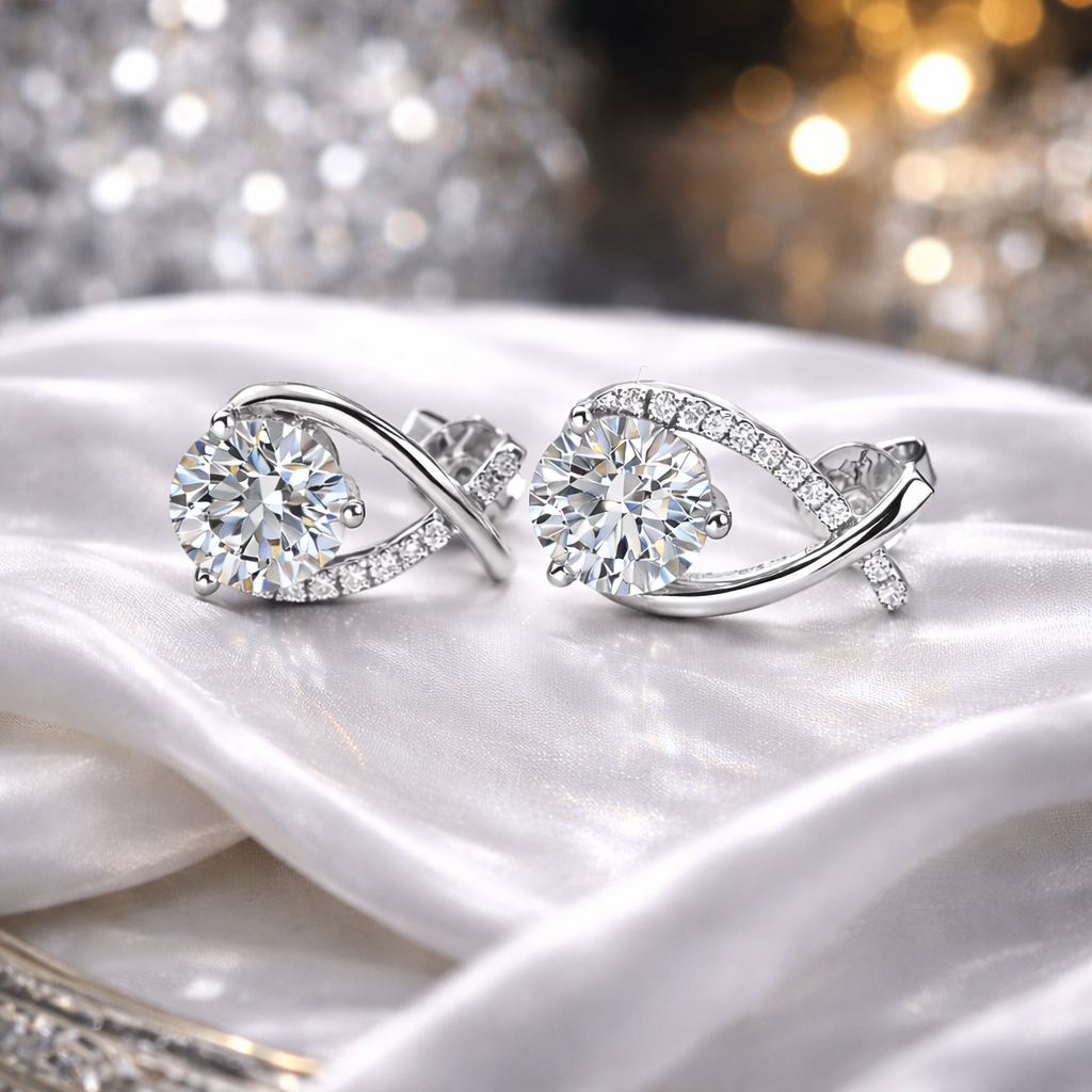 Graceful curves adorned with brilliant sparkle