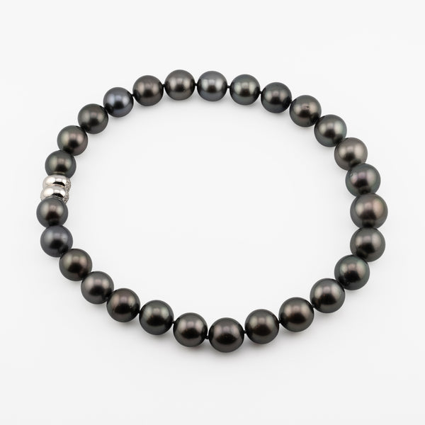 Tahitian Pearl Necklace 15–18mm with 18K White Gold Pavé Diamond Clasp, 18 Inches