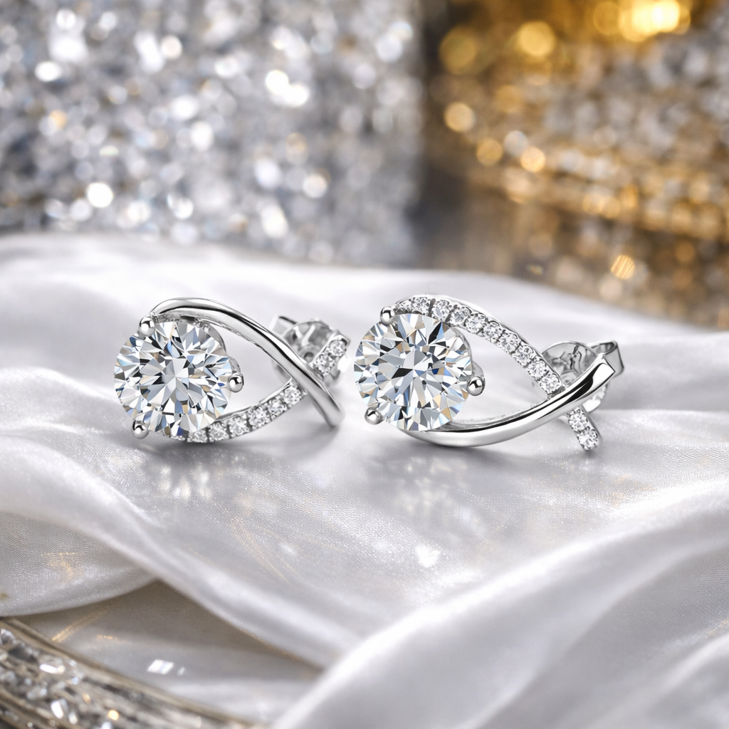 Graceful curves adorned with brilliant sparkle
