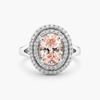 Oval Lab Grown Fancy Intense Pink Diamond Double Halo Split Shank Ring in 18K White Gold