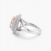 Oval Lab Grown Fancy Intense Pink Diamond Double Halo Split Shank Ring in 18K White Gold