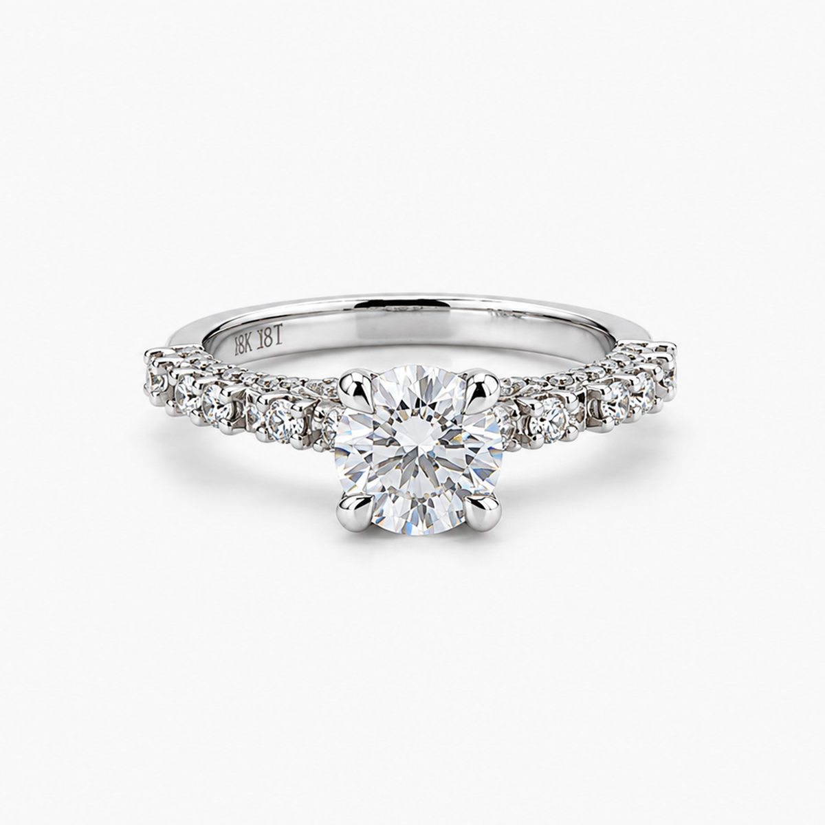 IGI Certified 1.62 CT Round Lab Grown Diamond Engagement Ring | D/VVS2 | 18K White Gold Pave Setting