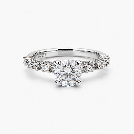IGI Certified 1.62 CT Round Lab Grown Diamond Engagement Ring | D/VVS2 | 18K White Gold Pave Setting