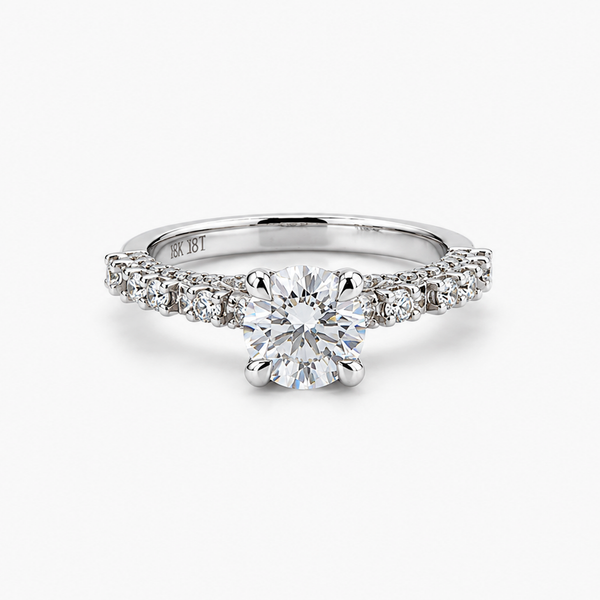 IGI Certified 1.62 CT Round Lab Grown Diamond Engagement Ring | D/VVS2 | 18K White Gold Pave Setting