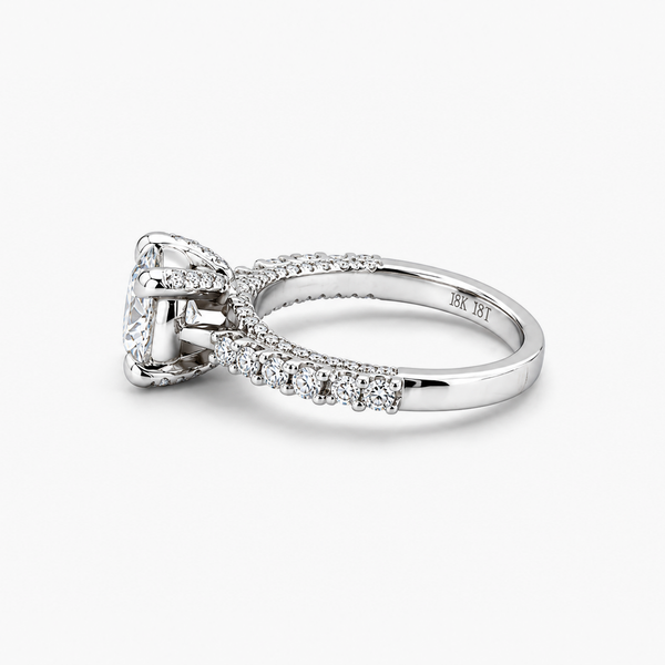 IGI Certified 1.62 CT Round Lab Grown Diamond Engagement Ring | D/VVS2 | 18K White Gold Pave Setting