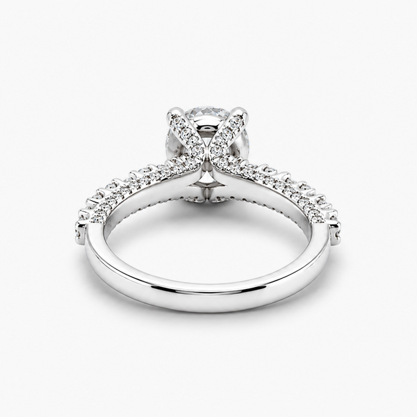 IGI Certified 1.62 CT Round Lab Grown Diamond Engagement Ring | D/VVS2 | 18K White Gold Pave Setting