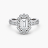 Lab-Grown Diamond Emerald Cut Halo Engagement Ring in Platinum