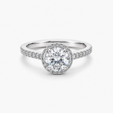Nhẫn Đính Hôn Halo Kim Cương Tròn Sáng | Kim Cương Nhân Tạo 1.14CT E/VVS2 | Vàng Trắng 18K