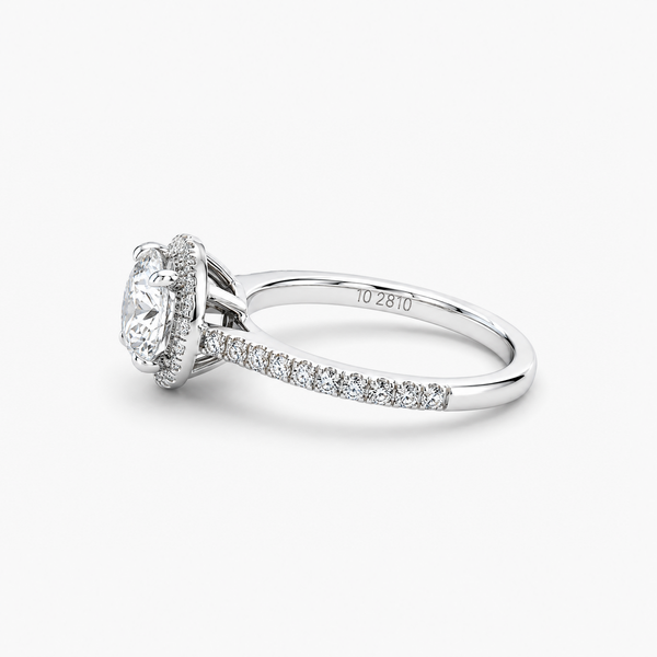 Round Brilliant Halo Engagement Ring | 1.14CT Lab Diamond E/VVS2 | 18K White Gold