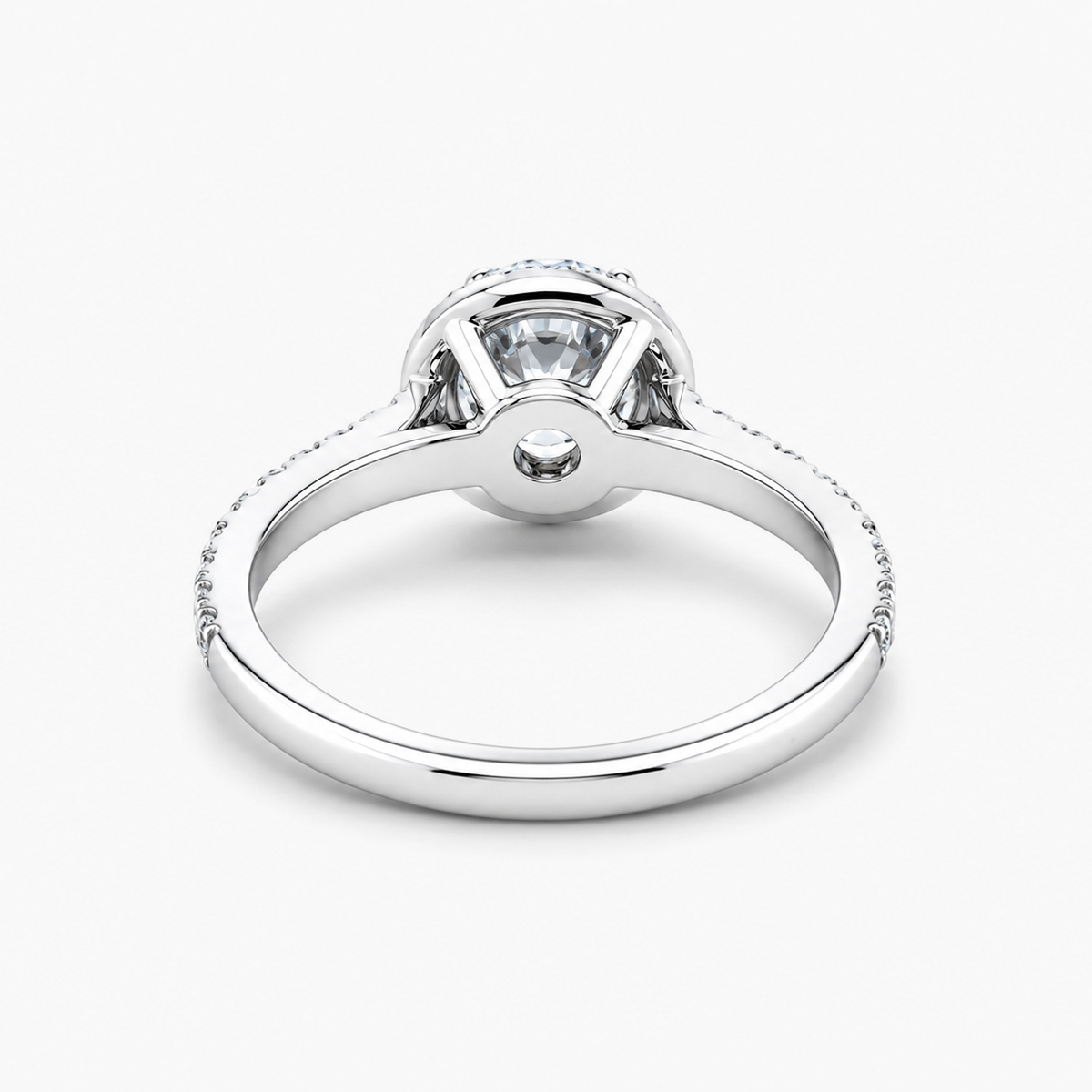 Round Brilliant Halo Engagement Ring | 1.14CT Lab Diamond E/VVS2 | 18K White Gold