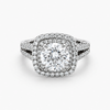 Round Diamond Double Halo Engagement Ring in Platinum