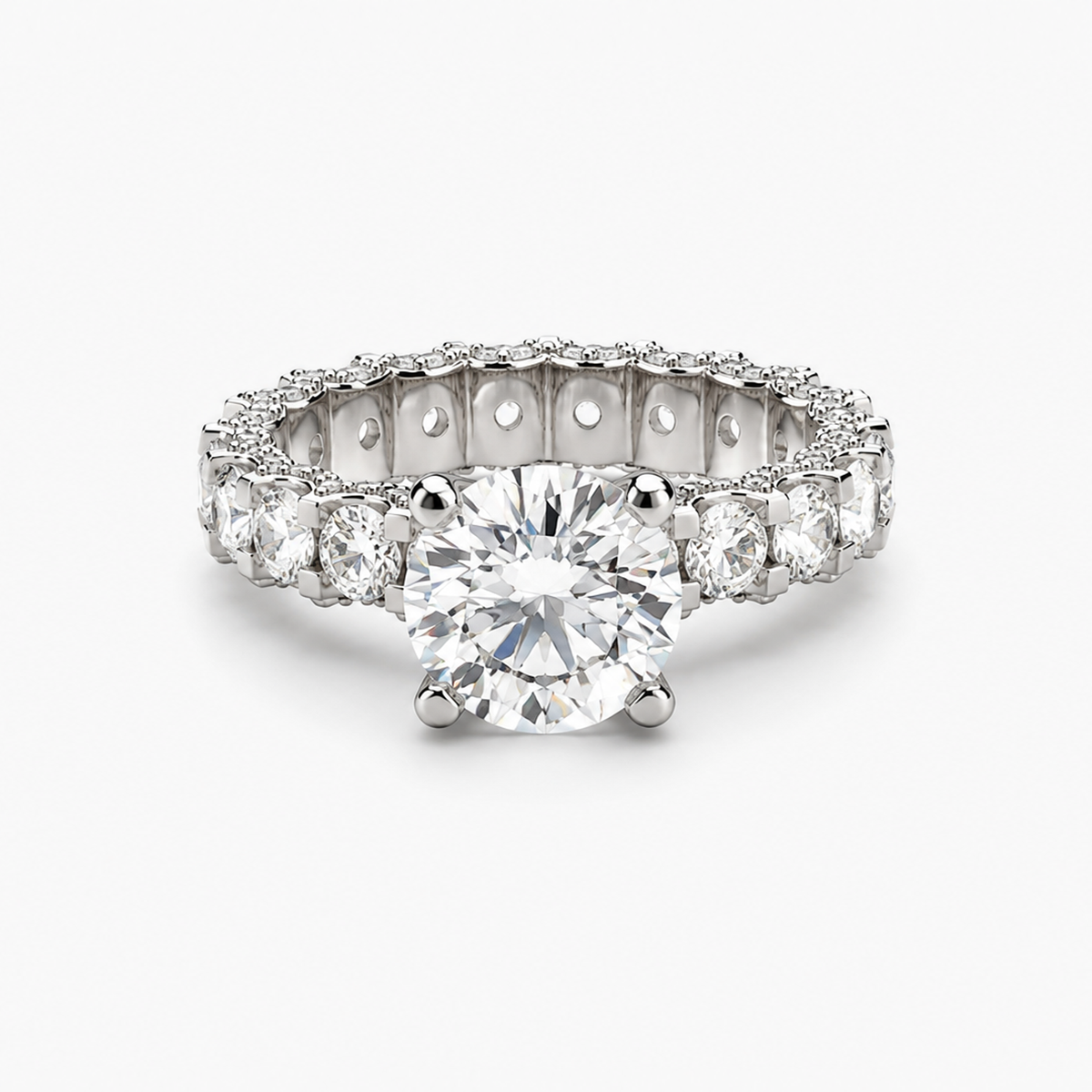 3.02CT Lab Grown Diamond Solitaire | 6.62CTW Total | Platinum Full Eternity Ring