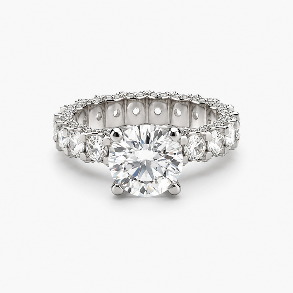 3.02CT Lab Grown Diamond Solitaire | 6.62CTW Total | Platinum Full Eternity Ring