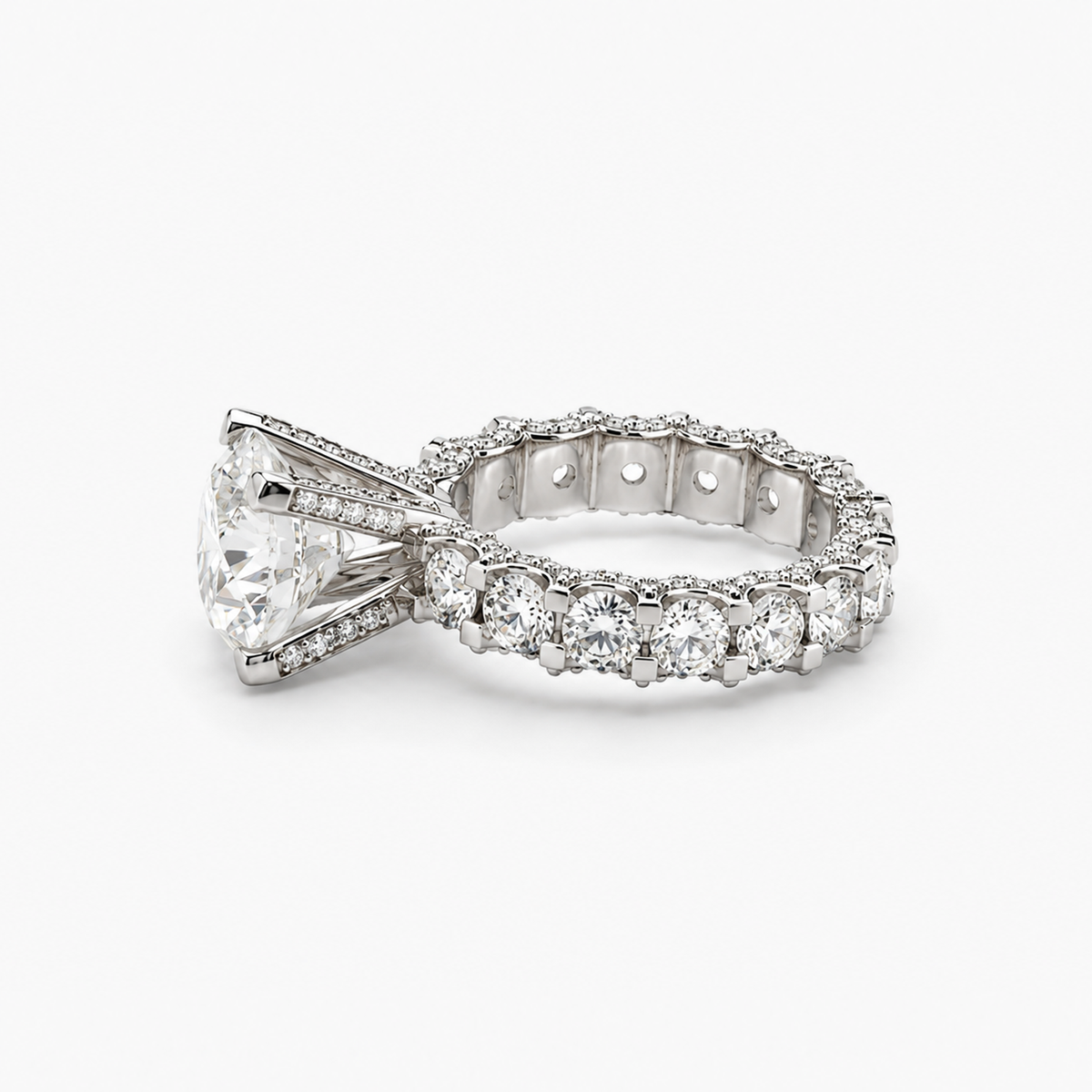 3.02CT Lab Grown Diamond Solitaire | 6.62CTW Total | Platinum Full Eternity Ring