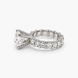 Nhẫn Solitaire kim cương nuôi cấy 3.02CT | Tổng cộng 6.62CTW | Nhẫn Eternity đính đá toàn bộ bằng Bạch kim