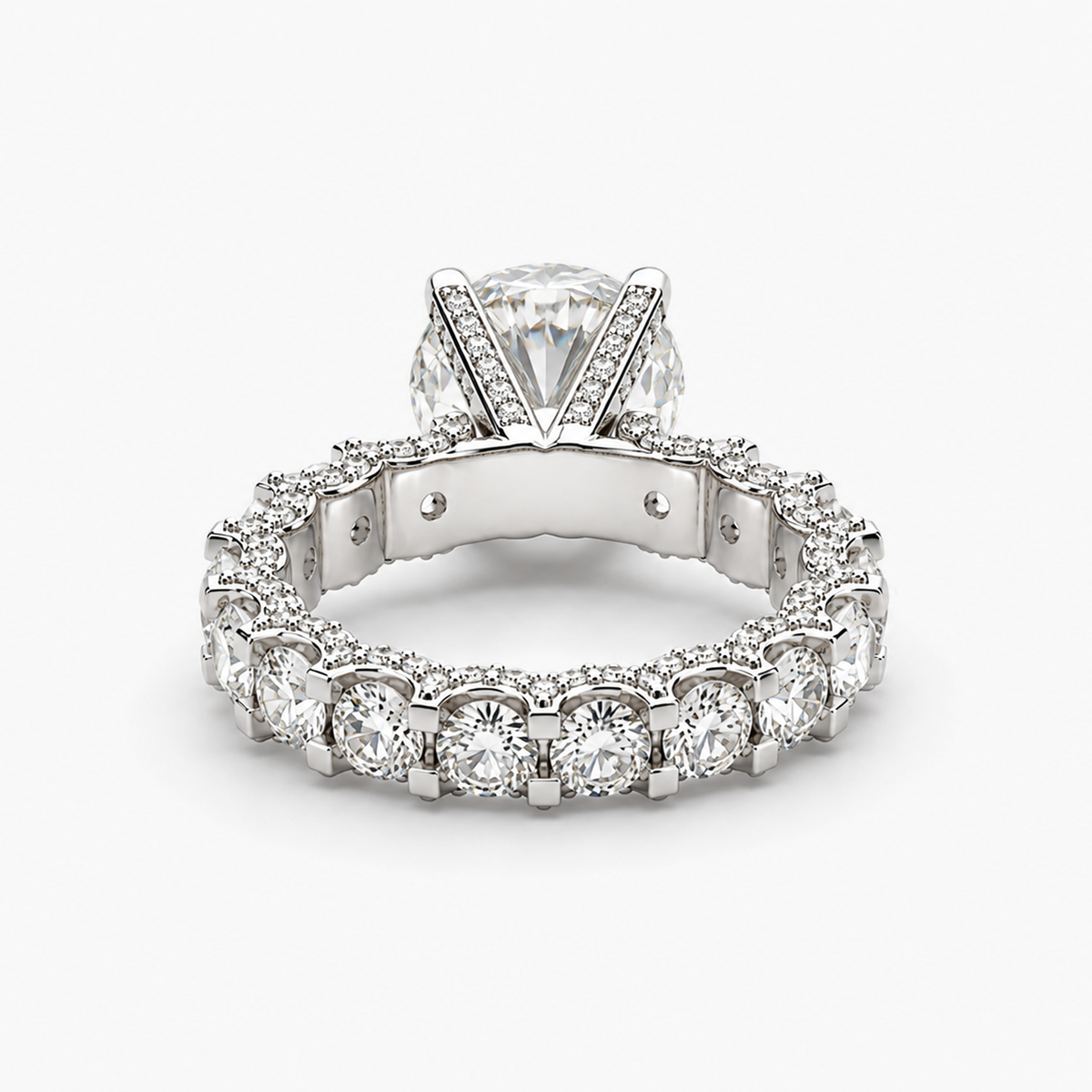 3.02CT Lab Grown Diamond Solitaire | 6.62CTW Total | Platinum Full Eternity Ring