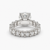 Nhẫn Solitaire kim cương nuôi cấy 3.02CT | Tổng cộng 6.62CTW | Nhẫn Eternity đính đá toàn bộ bằng Bạch kim