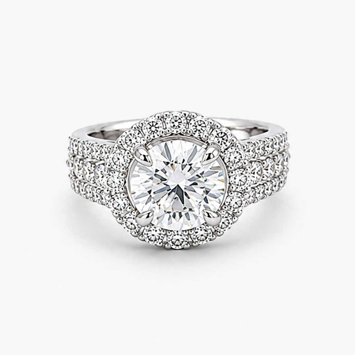 Lab-Grown Diamond Halo Engagement Ring in Platinum | 3.01 CT Round Brilliant | EVS1 IGI | 1.50 CTW